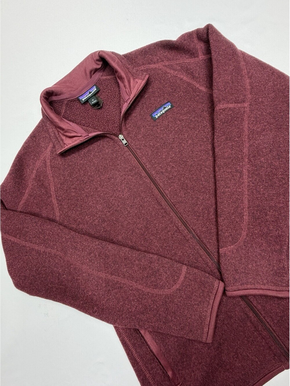 Patagonia Better Sweater Jacket Womens Med Maroon Fleece Full Zip Pocket Outdoor
